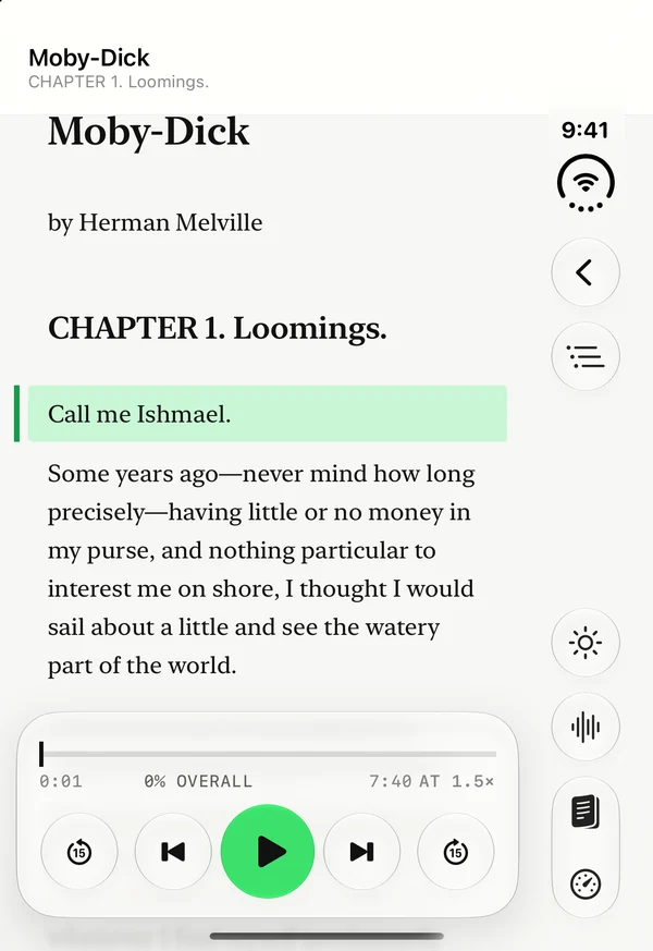 Prismark on the iPhone Duo cover display, reading Moby-Dick.