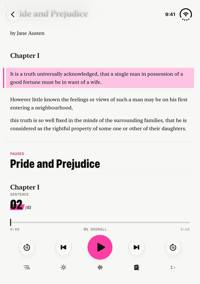 Prismark on iPhone Duo held upright, the text above the player.