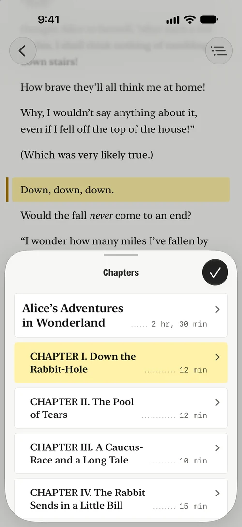 Prismark’s chapter list on iPhone.